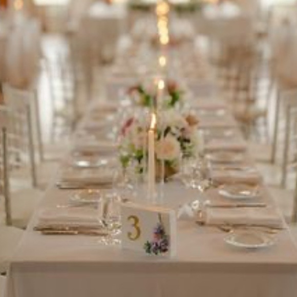 Wedding table numbers - white wood, gold and floral - Picture 2 of 3